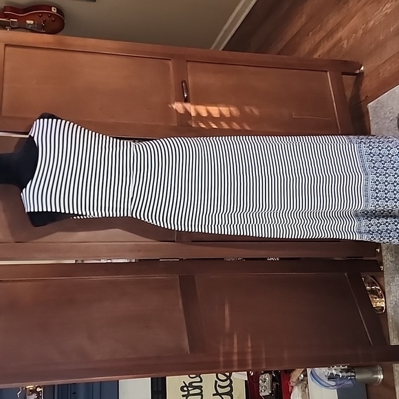 TALBOTS Maxi Striped Dress - Black & White Size Large Petite - Picture 4 of 6